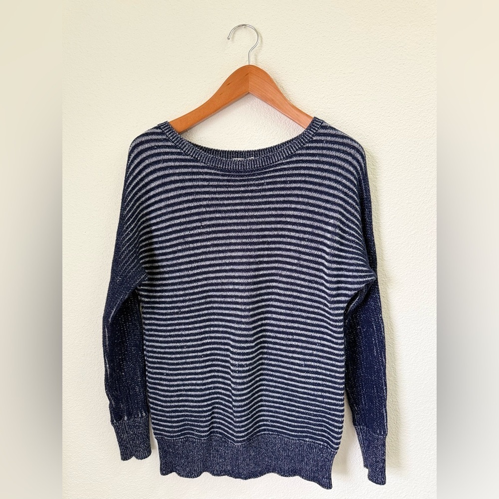 GAP Navy & White Textured Knit Dolman Sleeve Pullover Sweater Women’s Size M